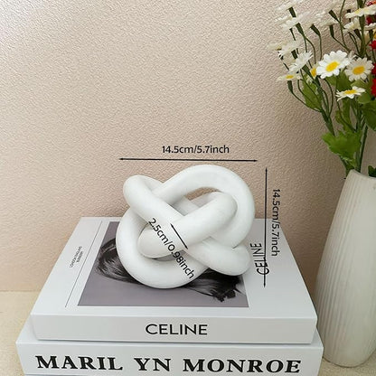 3-Link Wood Chain Link Coffee Table Decor, White Wooden Knot Decor for Coffee Table Farmhouse Decortive for Home Boho Modern Shelf Decortion(White)