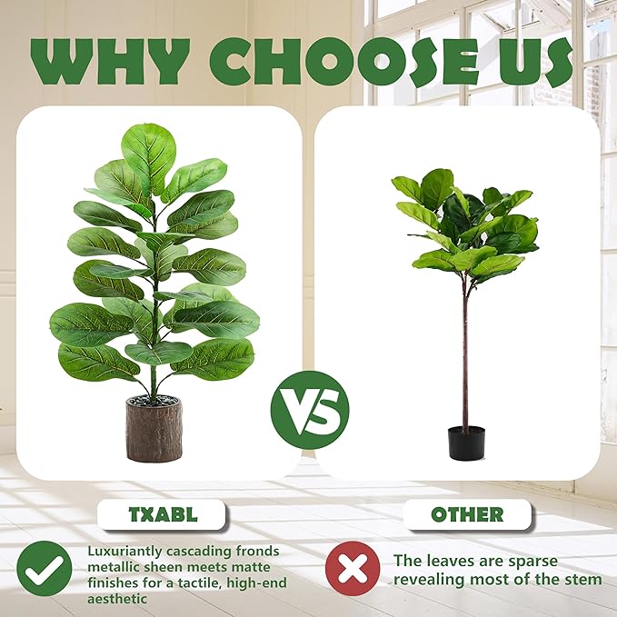 2 Pack Artificial Fiddle Leaf Fig Tree 30in, Large Realistic Faux Ficus Lyrata Plant with Pot Table Top Faux Plant for Indoor Outdoor Home, Office, Living Room, Bathroom Decor (Wood-grain pot, 30in-2)