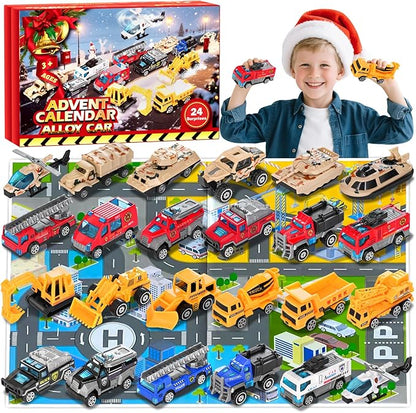Advent Calendar 2025 Alloy Car Toys for Kids Advent Countdown Calendar Christmas Stocking Stuffer For Boys Girls Gifts 3 age+