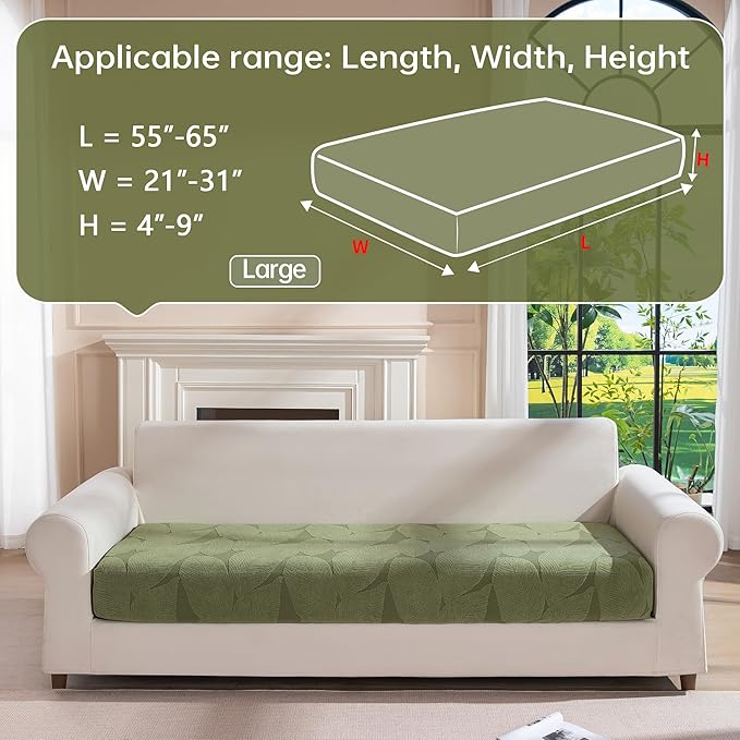 Couch Covers for Sectional Sofa, Washable Stretch Soft Sofa Cushion Covers L Shape Sofa Slipcovers Anti Slip Furniture Decor Protector for Pets (1PC Large Sofa Cover,Green)