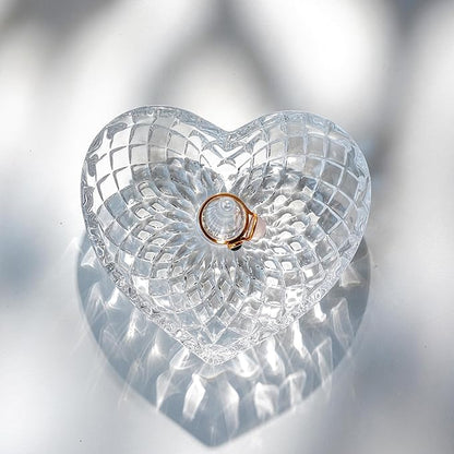 H&D HYALINE & DORA Clear Heart Shaped Crystal Jewelry Ring Holder Decorative Glass Ring Dish Crystal Jewellery Tower Gifts for Women