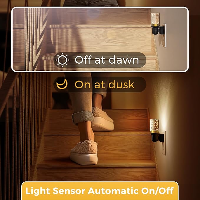 L LOHAS LED Night Light, Dimmable Bubble Night Lights Plug into Wall, 2 Pack Automatic Night Lights Plug in with Auto Light Sensor, Adjustable Brightness 3000K LED Night Light, for Bedroom Hallway Hom