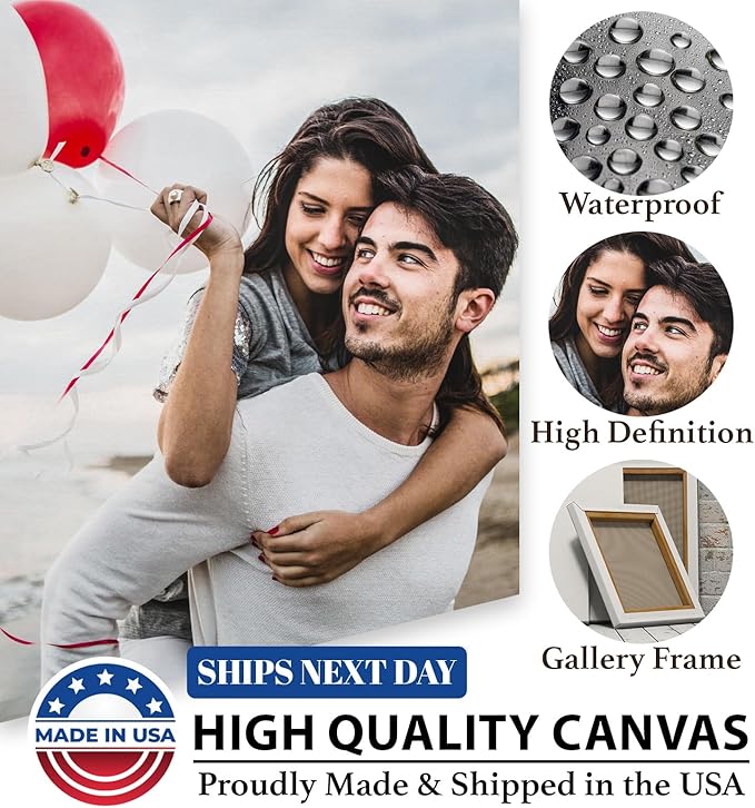 TreeDeal Custom Canvas Prints with Your Photos, Framed 48” x 32” Personalized Pictures Print, Customized Photo to Canvas Wall Art Ideal for Home Decor Gift Wrapping Pets Family Baby Wedding
