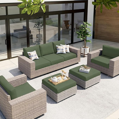 hyha Waterproof Couch Cushion Covers, Stretch Sofa Couch Seat Slipcover for Dog Washable, Non-Slip Waterproof Outdoor Cushion Covers for Patio Furniture Replacement (1 Piece for Small, Bronze Green)