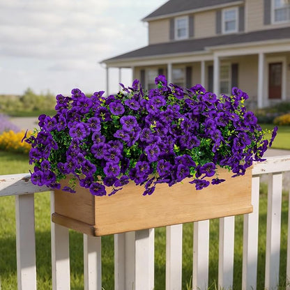 Artificial Flowers, 24 Bundles, Decorative Bouquets for Home, Wedding, Garden, Office Decor (Dark Purple)