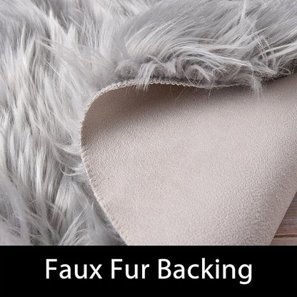 Latepis Round 3ft Small Fur Rug Grey Fluffy Faux Sheepskin Cute Circle Rugs for Bedroom Washable Furry Rug Home Décor