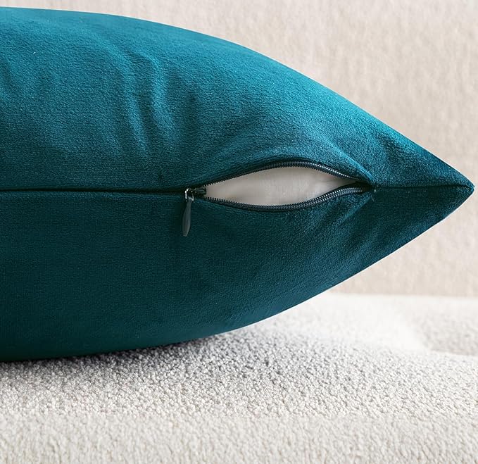 MIULEE 28x28 Inch Euro Sham Velvet Pillow Covers, Set of 2 Large Square Decorative Pillows -Teal Super Soft for King Bed, Sofa, Couch, Accent Chairs with Hidden Zipper