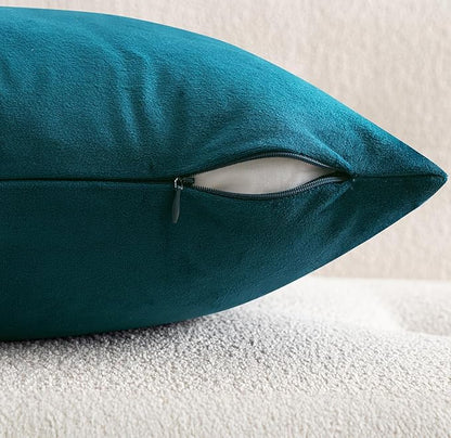 MIULEE 28x28 Inch Euro Sham Velvet Pillow Covers, Set of 2 Large Square Decorative Pillows -Teal Super Soft for King Bed, Sofa, Couch, Accent Chairs with Hidden Zipper