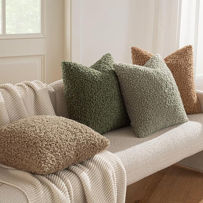 MIULEE Pack of 2 Throw Pillow Covers 18x18 Inch Brown Faux Fur Decorative Sherpa Pillow Covers Fuzzy Accent Soft Sheepskin Fleece Cushion Cases for Boho Home Decor Couch Living Room Bed