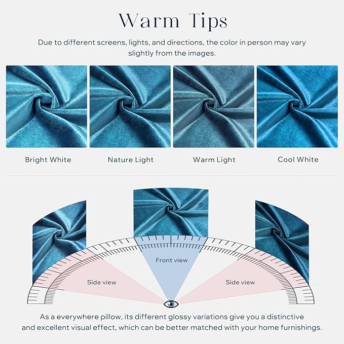Phantoscope Pack of 2 Velvet Decorative Throw Pillow Covers Soft Solid Square Cushion Case for Couch Shiny Blue 20 x 20 inches 50 x 50 cm