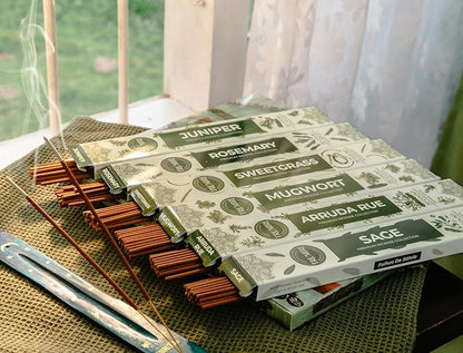 Trumiri Incense Sticks for Smudge Kit - Total 120 Insence-Sticks (20 Insense x 6 Incents) - Inciensos Aromaticos para Malas Energias Inscents-Sticks with Sage Sweetgrass for Smudging + Incense Holder