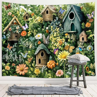 DYNH Flowers Butterfly Tapestries,Plant Gardening Tapestry Gifts for Women,Crazy Plant Lady Wall Hanging Decor for Home Garden Greenhouse Living Room Bedroom Yard Backyard,36X48Inches