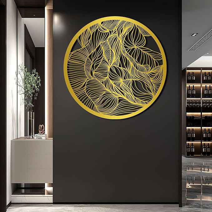 Abstract Lines Metal Wall Decor, Round Metal Wall Art, Line Art Wall Decor, Metal Abstract Wall Art, Metal Irregular Wall Hanging, Geometric Art, Metal Wall Art for Living Room (White, 28"x28"/70x70cm, metal wall art)
