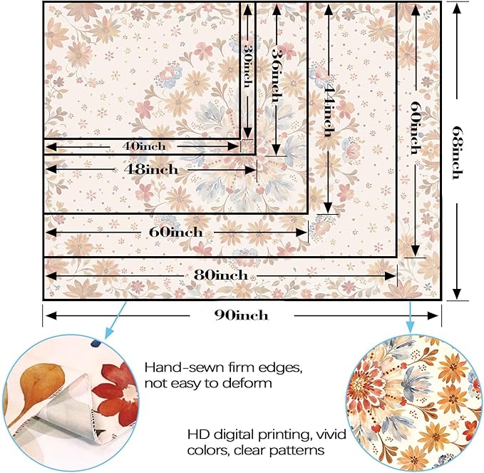 Fowocu Boho Floral Mandala Tapestry Wall Hanging Watercolor Bohemian Flower Medallion Tapestry Aesthetic Beige Orange Hippie Indian Small Tapestries for Bedroom Living Room Dorm Decor 60 x 44 Inch