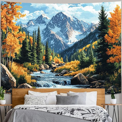 kampdream Landscape Tapestry, Scenery Art Wall Tapestries, Nature Wall Decor for Bedroom Living Room Backdrop Colorado Peak Mountain Art 44×60 inches