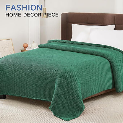 Guohaoi Knitted Weighted Blanket for Adults (Green 48"x72" 15lbs) No Beads Cooling Throw Blanket for Hot Sleepers, Home Decor Breathable Chunky Knit Heavy Blanket Use on Full Size Bed