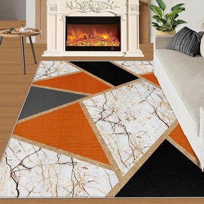 Geometric Marble Area Rugs Stone Crackle Rug Modern Abstract Marble Rug for Living Room European Medieval Geometric Rugs for Bedroom Entryway Hallway 8x10ft