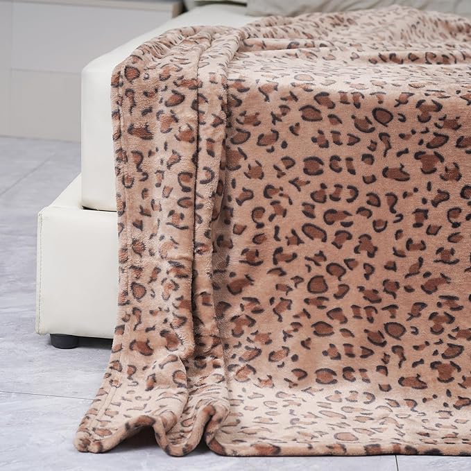 Viviland Fleece Blanket Twin Size Cheetah Print - 280GSM Lightweight Soft Fuzzy Cozy Plush Throw Blanket for Couch, Bed, Sofa, Travel, Camping, 60x80 inches