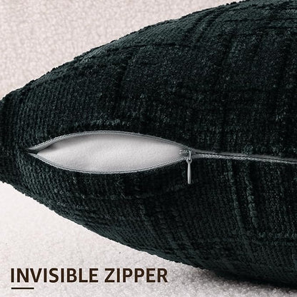 decorUhome Spring Black Chenille Throw Pillow Covers 20x20 Set of 2 Textured Slubby Couch Pillow Covers Farmhouse Accent Modern Neutral Decorative Pillow Cases for Bed Sofa Living Room