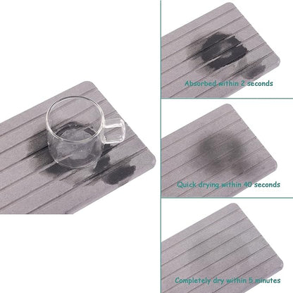 2 PCS Water Absorbent Diatomite Coasters Rectangle, Grooved Design, Water Absorbing Stone Used for Hand Soaps & Plants & toiletries in The Modern Home