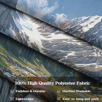 kampdream Snow Mountain Tapestry, Majestic Peaks and Creek Landscape Wall Hanging, Nature Home Decor for Bedroom and Living Room Wall Art Decoration
