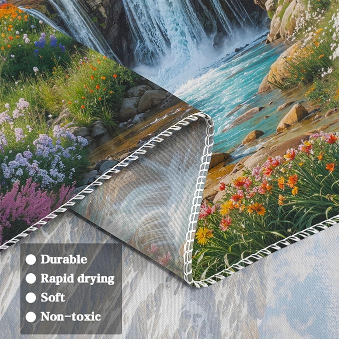 kampdream Snow Mountain Tapestry, Majestic Peaks and Creek Landscape Wall Hanging, Nature Home Decor for Bedroom and Living Room Wall Art Decoration