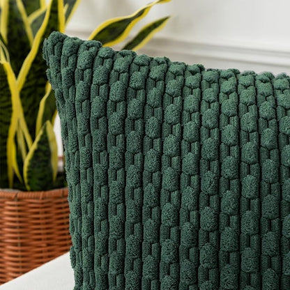 Kevin Textile 14x36 Inch Long Lumbar 1 Pack Boho Christmas Decorative Throw Pillow Cover Soft Striped Corduroy Rectangle Cushion Case Farmhouse Color Accent for Living Room Couch Sofa Bed, Army Green