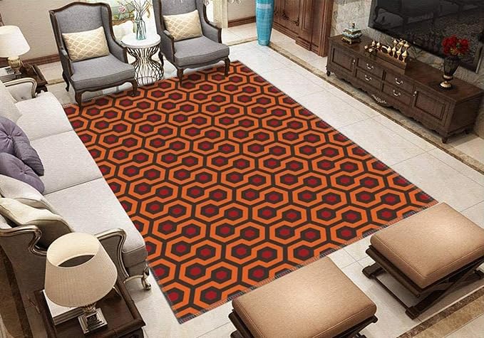 The Shining Overlook Hotel Area Rugs, Orange Hexagon Large Rugs, Easy Clean Carpet Washable Indoor Non-Slip Rug for Boys and Girls Nursery Bed Living Room Carpets Nursery Decor,6 x 8ft