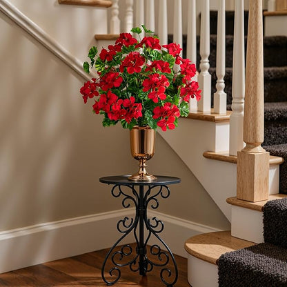 Artificial Flowers for Outdoors Artificial Geraniums for Indoor Fake Flowers 17.7In Uv Resistant Artificial Outdoor Flowers Suitable for Indoor Home Decoration Outdoor Garden Decor 4PCS,Red
