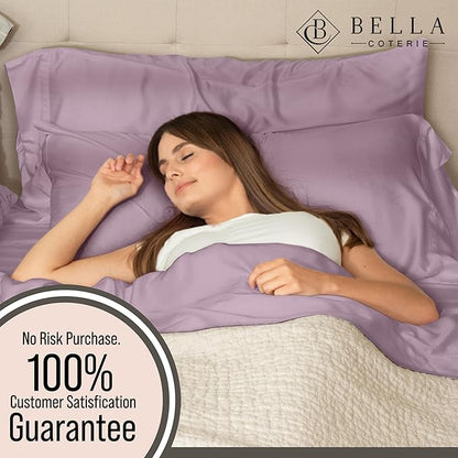Bella Coterie Luxury Bamboo Viscose Cal King Size Sheet Set | 100% Organically Grown | Ultra Soft | Cooling for Hot Sleepers | 18" Deep Pocket [Lilac]