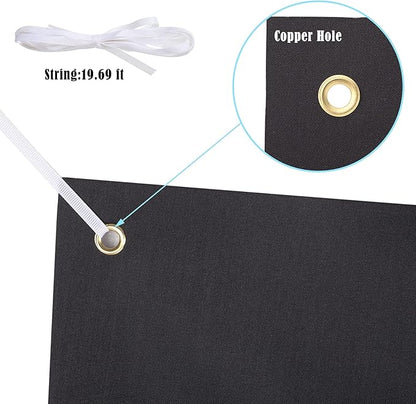2 Pieces Large Banners Signs Polyester Oxford Cloth Sublimation Banner with Rope for Indoor Wall Outdoor Easy Hang Sign DIY Banner Sign for Business Office Supply (Black,2 x 4 Feet)