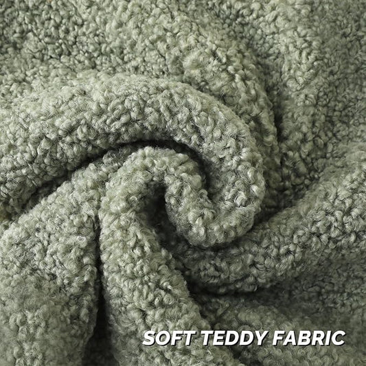 FUTEI Sage Green Throw Pillow Covers 26x26 Inch Set of 2,Furry Faux Fur Teddy Boucle Textured Cushion Covers,Soft Fluffy Decorative Euro Pillow Shams,Home Decor for Couch Bed Living Room Office Car