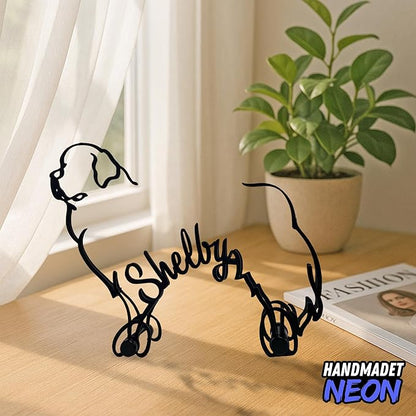 Personalized Newfoundland Dog Minimalist Sculpture, Custom Name Newfie Dogs Metal Desk Decor, Decorative Aesthetic Table Sign Gifts for Pet Lovers, Kids Room, Home Office Decoration