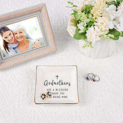 Godmother Gifts from Godchild, Gifts for Godmother Trinket Ring Dish - Godmothers...Thank You for Being Mine, Birthday Christmas Mother's Day Gift for Godmother