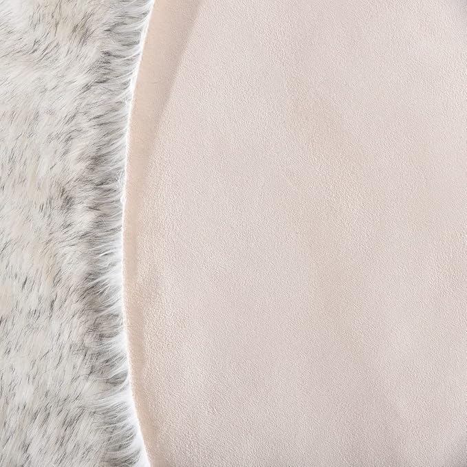 White and Grey Ultra Soft Faux Fur Shaggy Runner Rug 2x6 for Nursery Teen Room Dormitory Living Room Washable Furry Area Rug Décor