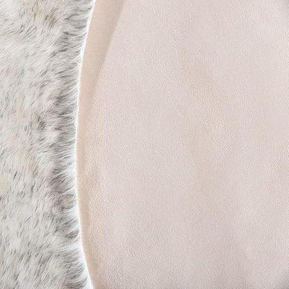 White and Grey Ultra Soft Faux Fur Shaggy Runner Rug 2x6 for Nursery Teen Room Dormitory Living Room Washable Furry Area Rug Décor