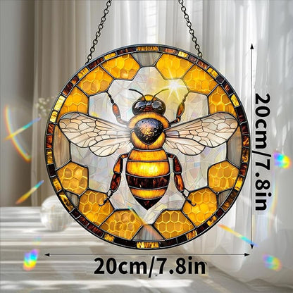 Bimkole Bee Sun Catchers Indoor Window - Animals Acrylic Suncatcher Hanging Decoration for Living Room Bedroom Summer Home Balcony Outdoor Garden Ornaments Decoration 7.8x7.8 Inch
