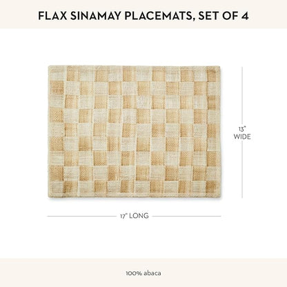 MACKENZIE-CHILDS Set of 4 Sinamay Placemats, Durable Woven Table Mats, Flax