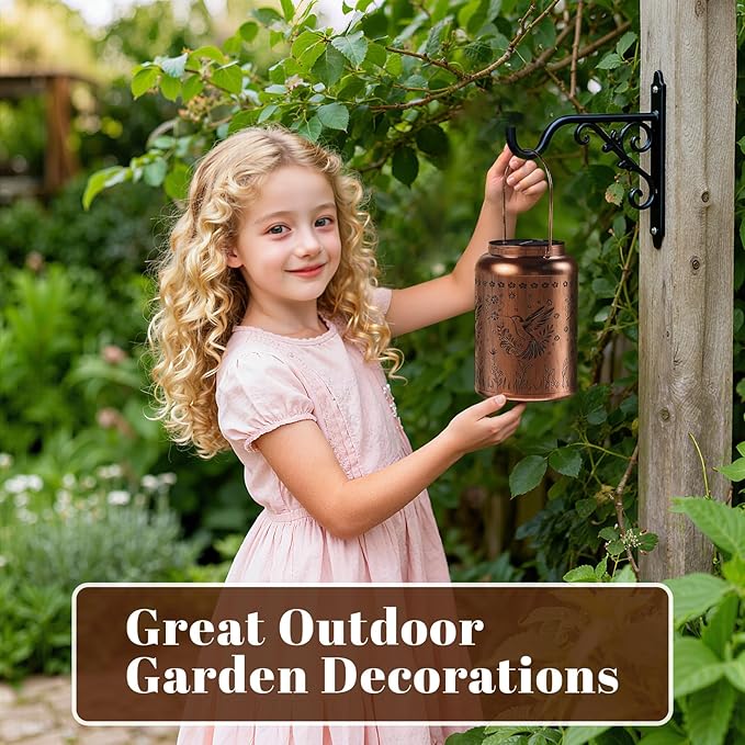 Solar Lanterns Outdoor Waterproof, Garden Decor Gifts for Women Mom Grandma, Outdoor Hanging Lantern Solar Lights, Metal Decorative Light for Yard, Patio, Backyard, Porch, 1 Pack