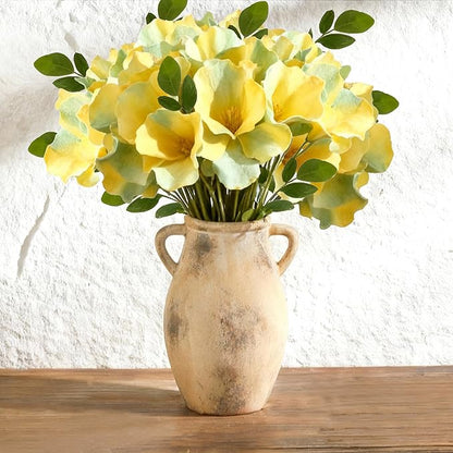 Ceramic Vintage Vase with Handles - 9.05 inch Terracotta Vase - Decorative Tall Pottery vase - Flower Vase for Home Farmhouse Decor, Dining Table, Living Room, Kitchen, Office