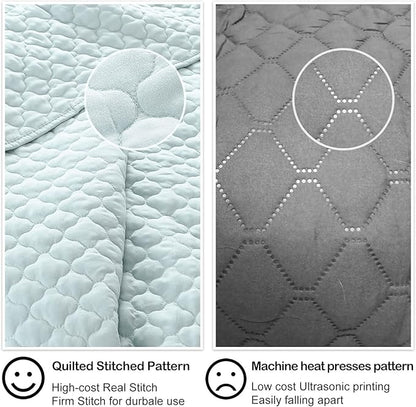 HORIMOTE HOME Quilt King Size Aqua Blue, Lightweight Quilt for Summer, Ultra-Soft Microfiber Modern Style Quilted Clouds Pattern Bedspread Quit Set 3 Pieces(1 Quilt and 2 Pillow Shams)
