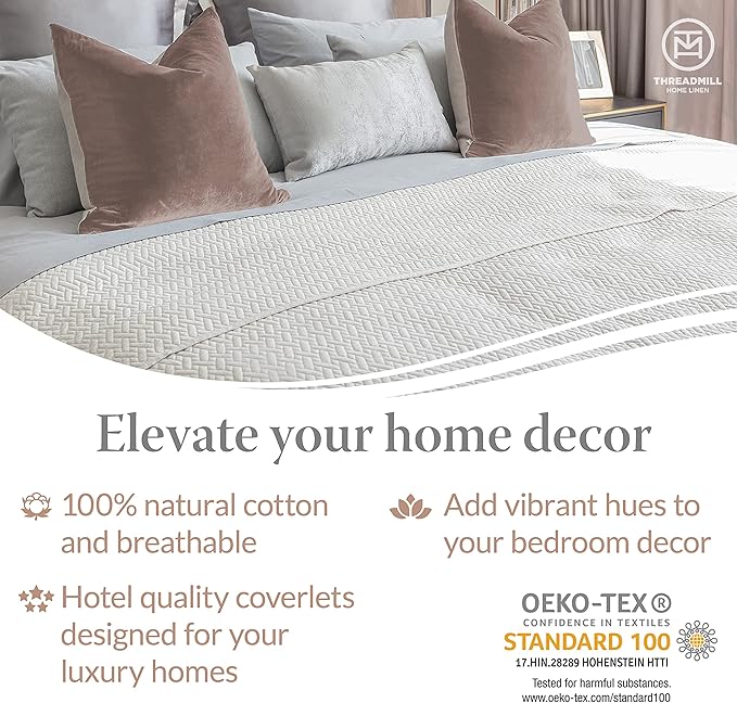 Threadmill Cotton Shams Set of 2 Standard Size | Luxury All-Season 100% Cotton Pillow Covers | Criss Cross Lightweight, Soft, Cozy Decorative Bed Pillow Shams | Scottish Grey