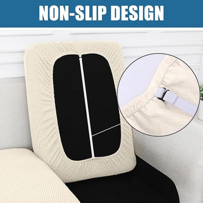 Smiry Waterproof Couch Cushion Covers, Stretch Jacquard Thick Sofa Cushion Covers, Washable Seat Slipcover Elastic Furniture Protector for Pets, Kid (2PC, Beige)