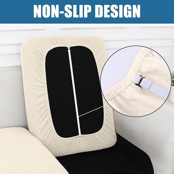 Smiry Waterproof Couch Cushion Covers, Stretch Jacquard Thick Sofa Cushion Covers, Washable Seat Slipcover Elastic Furniture Protector for Pets, Kid (3PC, Beige)