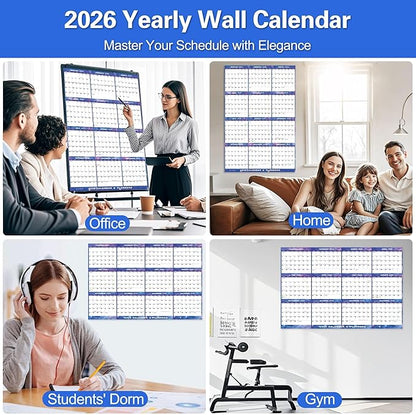 32" x 48" 2026 Wall Calendar Dry Erase - Large Starry Sky Calendar Wet & Dry Erasable Laminated 12 Month Annual Yearly Planner, Reversible, Horizontal/Vertical (2026 Wall Calendar)