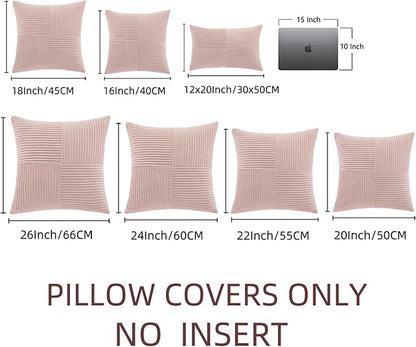 Fancy Homi 2 Packs Blush Pink Lumbar Decorative Throw Pillow Covers 12x20 Inch for Living Room Couch Bed, Rustic Farmhouse Boho Home Decor, Soft Striped Corduroy Rectangle Accent Cushion Case 30x50 cm