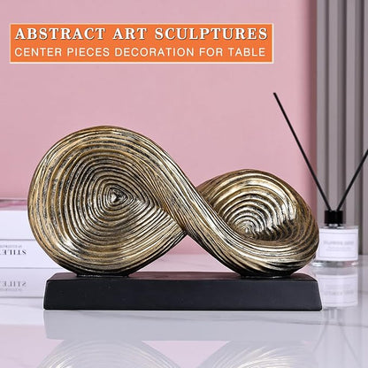 orenm Modern Infinity Loop Symbol Sculpture,Abstract Art Geometric Knot Home Decorations,Unique Shelf Decor Sculpture for Desk Paperweights,Entryway Table,Living, Coffee Table Decor (Gold)