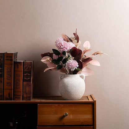 Ceramic Vase - Small White Vases for Decor - 6in Flowers Vases for Centerpieces - Farmhouse Rustic Vases for Pampas Grass, Decorative Vase for Bouquet, Lyeec Clay Pottery Terracotta Vase