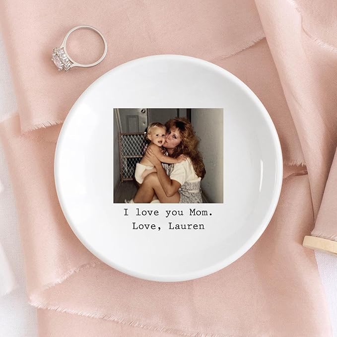 UrbanNEST Custom Photo Trinket Tray, Personalized Jewelry Holder, Grandma Jewelry Dish, Mom Ring Dish, Gifts for Mom from Daughter, Grandma Photo Gift, Trinkets Home Decor, Christmas 2025