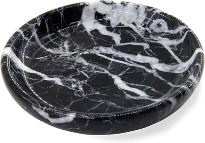 Small Natural Marble Jewelry Tray Key Plate Holder Dish Trinket Decor Catch All Bowl for Ring Earring Stone Gift for Women Daugther,Black